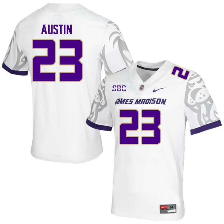 Men-Youth #23 Brent Austin James Madison Dukes College Football Jerseys Stitched Sale-White
